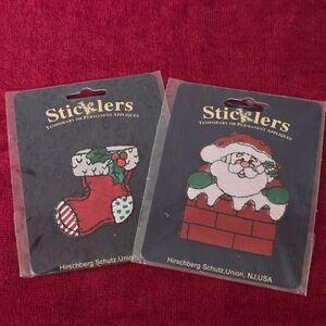 Set of 2 Sticklers Embroidered  Christmas Santa Appliques Stockings Crafts